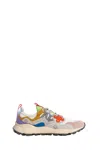 Flower Mountain Multicolored Suede And Technical Fabric Sneakers In White Pink