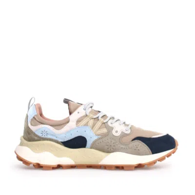 FLOWER MOUNTAIN YAMANO BLUE BEIGE SNEAKERS AND BLUE INSERTS AND BEIGE NYLON