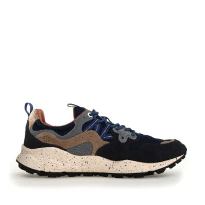 Flower Mountain Yamano Navy Blue Sneakers And Beige And Gray Inserts