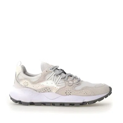 Flower Mountain Yamano Sneaker In Ice White Suede And Technical Fabric