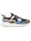 Flower Mountain Yamano 3 Sneakers In Suede And Nylon Mud Blue And Blue In Brown/light Blue/purple