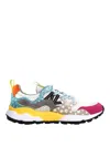 Flower Mountain Dynamic Multicolored Suede Sneakers With Trekking Laces In Purple