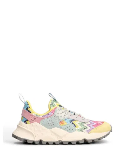Flower Mountain Zigzag-knit Panelled Sneakers In Pink
