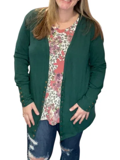 Flowerdaze Holly Snap Cardigan In Green