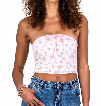 Flowers By Zoe Ditsy Floral Gauze Tube Top In Pink White Floral In Multi