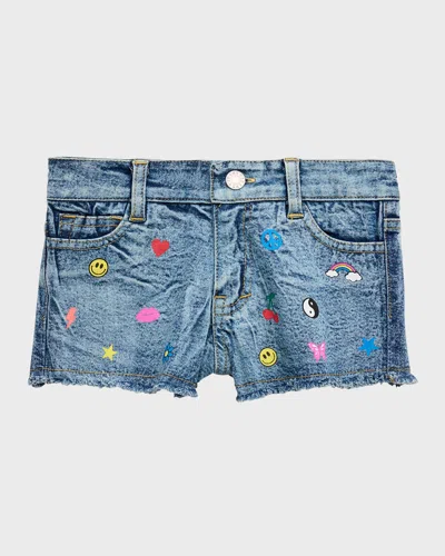 Flowers By Zoe Kids' Girl's Denim Shorts With Mini Icons In Blue