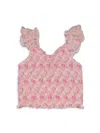 FLOWERS BY ZOE GIRL'S FLORAL SMOCKED TOP