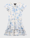 FLOWERS BY ZOE GIRL'S FLORAL TIERED SHORT-SLEEVE DRESS