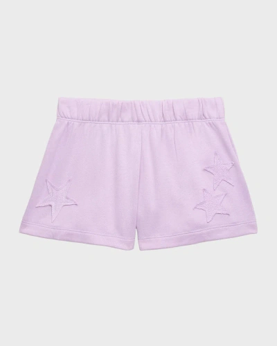 Flowers By Zoe Girl's Laser-cut Star Shorts In Purple