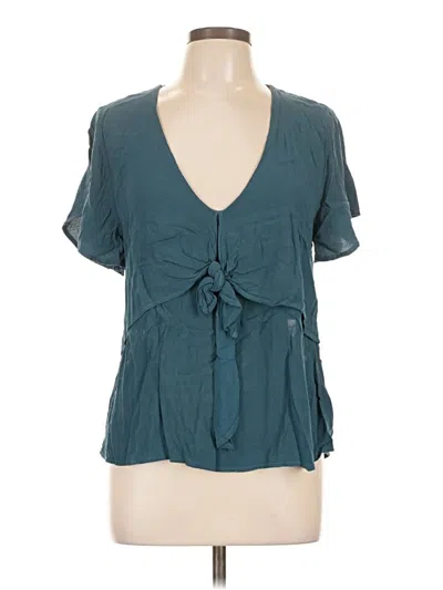 Pre-owned Flowers Of Romance Short Sleeve Blouse In Blue