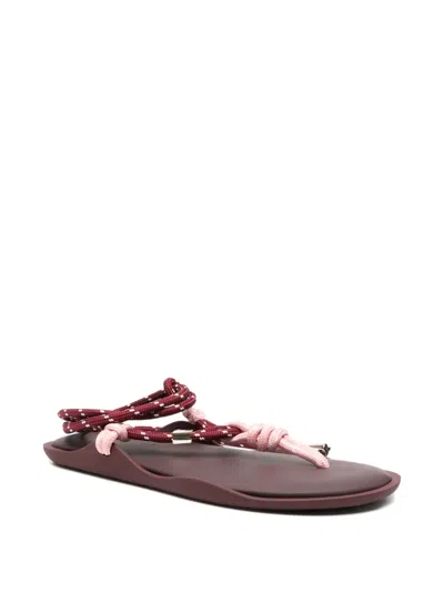 Flowze Fló Twin Rope-detail Sandals In Burgundy
