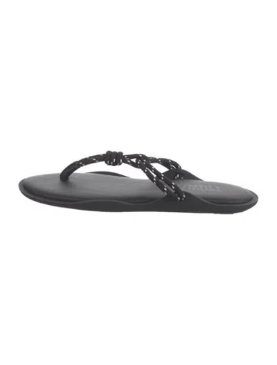 Pre-owned Flowze Leather Flip Flops In Black