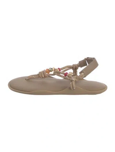 Pre-owned Flowze Leather Sandals In Neutrals
