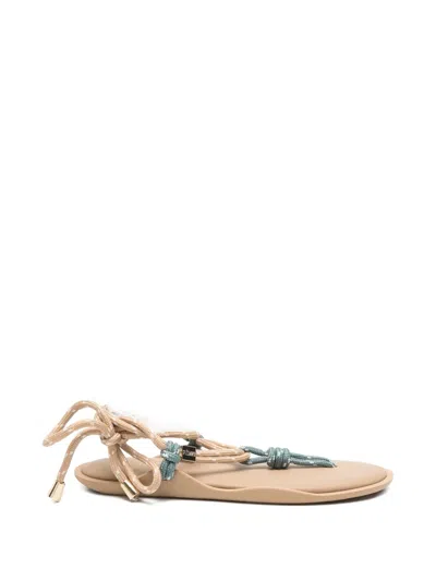 Flowze Rope-detail Wrap-around Sandals In Brown
