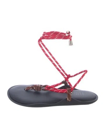 Pre-owned Flowze Rubber Striped Sandals In Blue/red