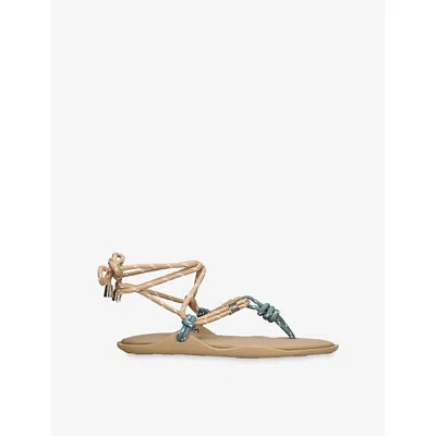 Flowze Womens Beige Comb Flò Twin Woven Sandals Eur 41 / 8 Uk