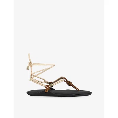 Flowze Womens Hazelnut Natural Flo Twin Woven Sandals Eur 38/5 Uk In Multi