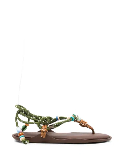 Flowze X Collanine Colorate Bead-embellished Sandals In Multi