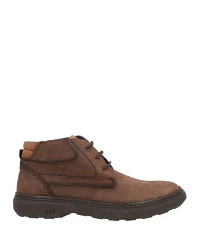 Fluchos Man Ankle Boots Dark Brown Size 8 Leather