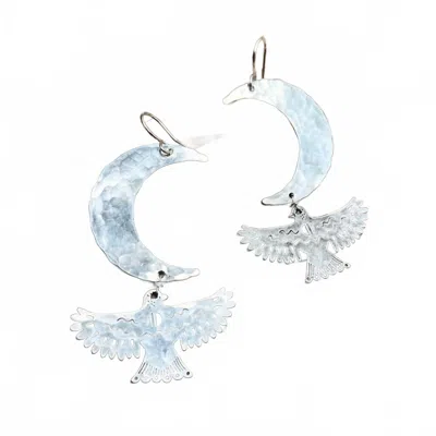 Fluff Hardware Night Wing Earrings In Silver In Metallic