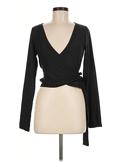 Pre-owned Flx Long Sleeve Top Black Plunge Neckline Tops
