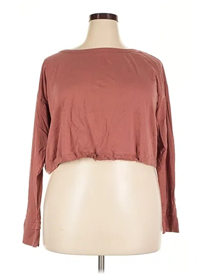Pre-owned Flx Long Sleeve Top Brown Boatneck Tops