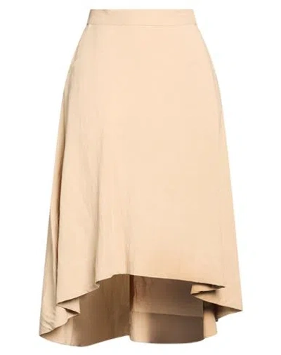 Fly Girl Woman Midi Skirt Beige Size 4 Viscose, Linen In Neutral