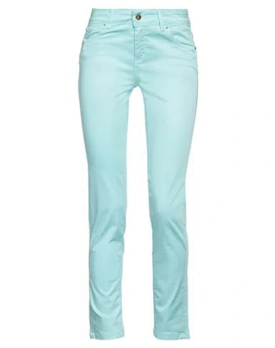 Fly Girl Woman Pants Turquoise Size 25 Cotton, Elastane In Blue