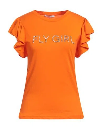 Fly Girl Woman T-shirt Orange Size L Cotton