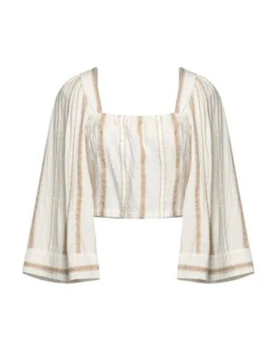 Fly Girl Woman Top Beige Size M Viscose, Polyester, Linen In White