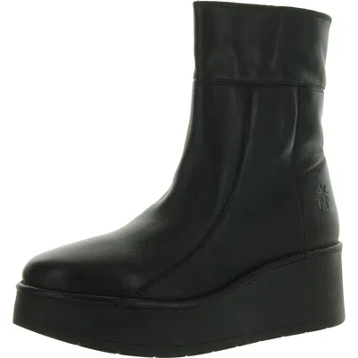 Fly London Arkansas Womens Zip Up Pull On Mid-calf Boots In Black