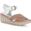 Fly London Bace Platform Wedge Sandal In Pink/off White Cupido/luxor