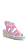 Fly London Bafy Ankle Strap Platform Wedge Sandal In Pink Nappalak