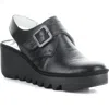 Fly London Bary Platform Wedge Clog In Black