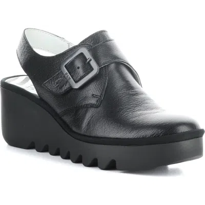 Fly London Bary Platform Wedge Clog In Black