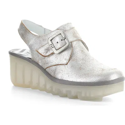Fly London Bary Platform Wedge Clog In Pearl