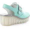 Fly London Bary Platform Wedge Clog In Spearmint