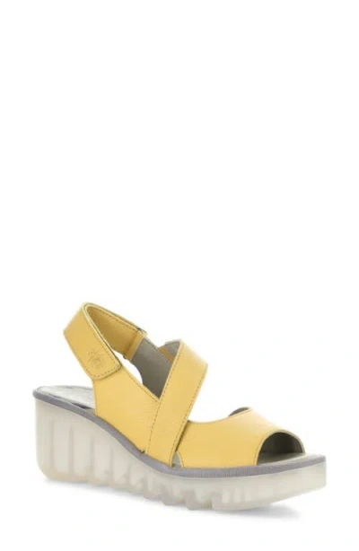 Fly London Basy Slingback Platform Wedge Sandal In Yellow