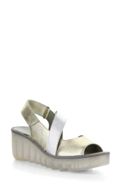 Fly London Basy Slingback Platform Wedge Sandal In Silver
