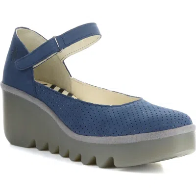 Fly London Bawa Platform Wedge Pump In Blue