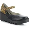 Fly London Bawo Platform Wedge Pump In Black/tan Mousse