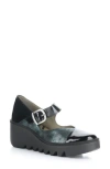 Fly London Baxe Mary Jane Pump In 004 Black/green