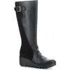 Fly London Befy Knee High Platform Wedge Boot In Black Dublin/ Oil
