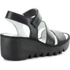 Fly London Bexy Platform Wedge Sandal In Black