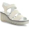 Fly London Bexy Platform Wedge Sandal In Off White