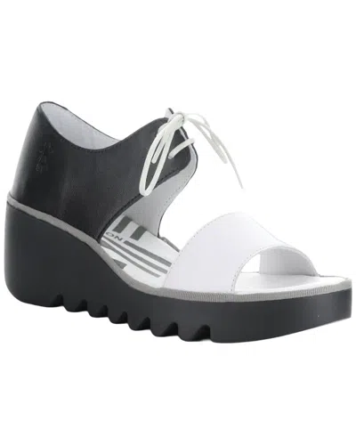 Fly London Bilu Leather Wedge Sandal In White