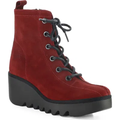 Fly London Bink Wedge Boot In 004 Red