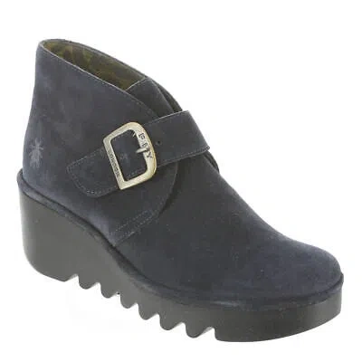 Pre-owned Fly London Birt Women's Boot In Navy/suede