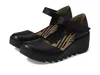 Fly London Womens Cushioned Footbed Leather Ankle Strap In Black
