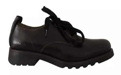 Pre-owned Fly London Black Leather Low Top Lace Up Women Oxford Women's Shoes ()